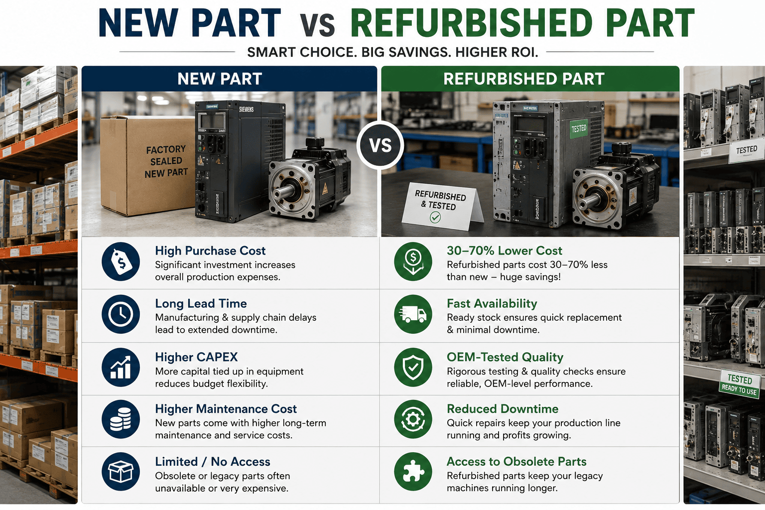Unlock Savings: Why Buying Refurbished Industrial Parts Saves Production Costs